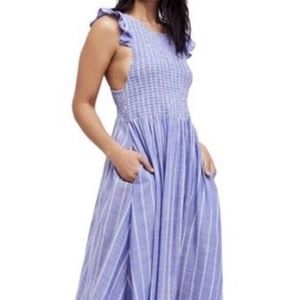 Free People Chambray Butterflies Midi Dress (XS)